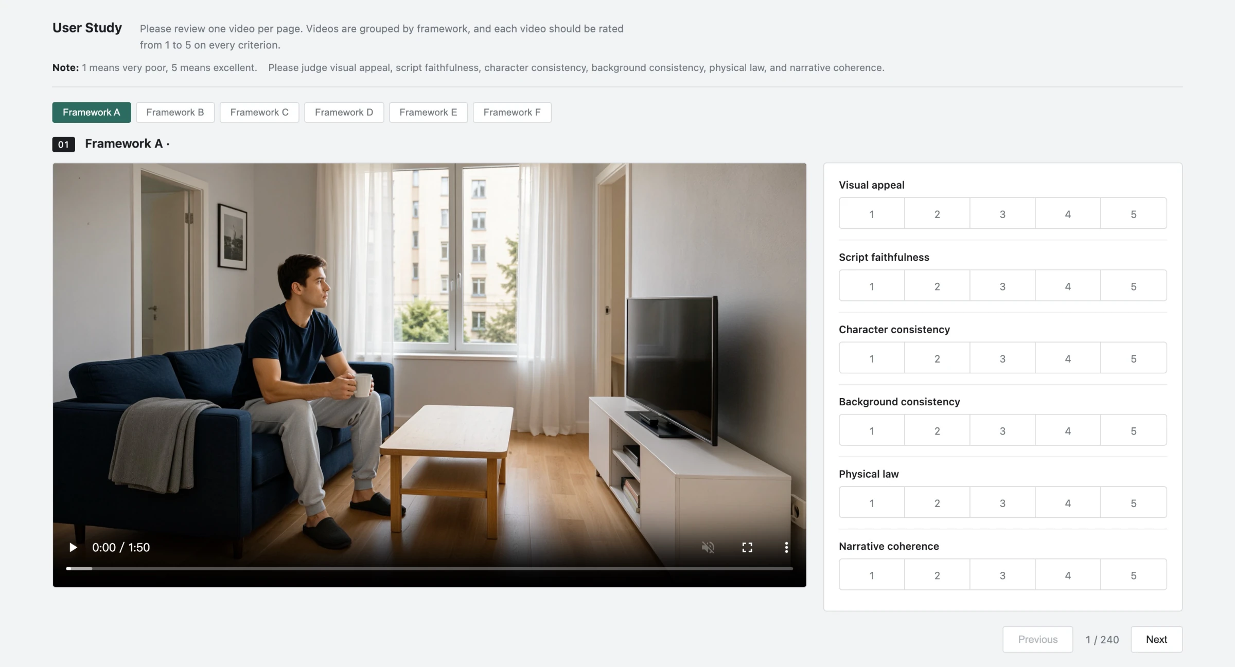 Human evaluation interface