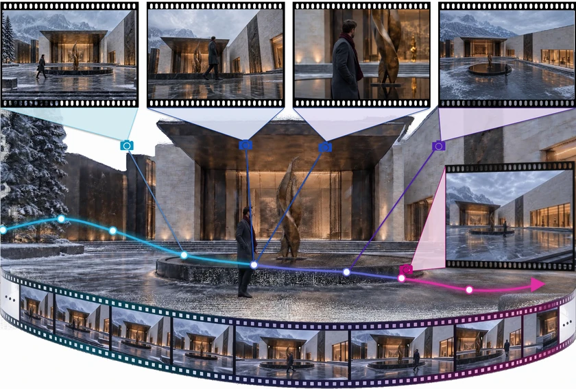 ATAS: shared scene geometry and time-indexed event memory across video shots